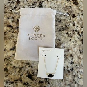 Elisa Gold Pendant Necklace in Black Drusy